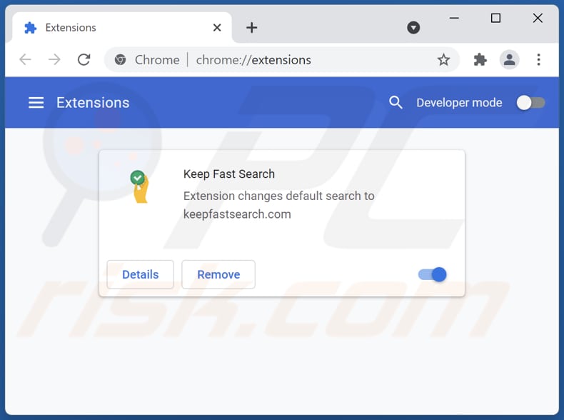 Eliminando las extensiones de Google Chrome relacionadas con keepfastsearch.com