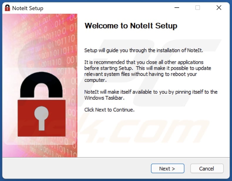 Instalador de adware NoteIt