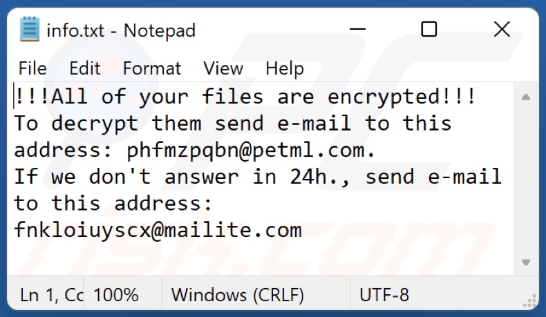 Archivo de texto del ransomware pHv1 (info.txt)