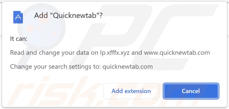 Notificación del navegador del secuestrador de navegador Quicknewtab