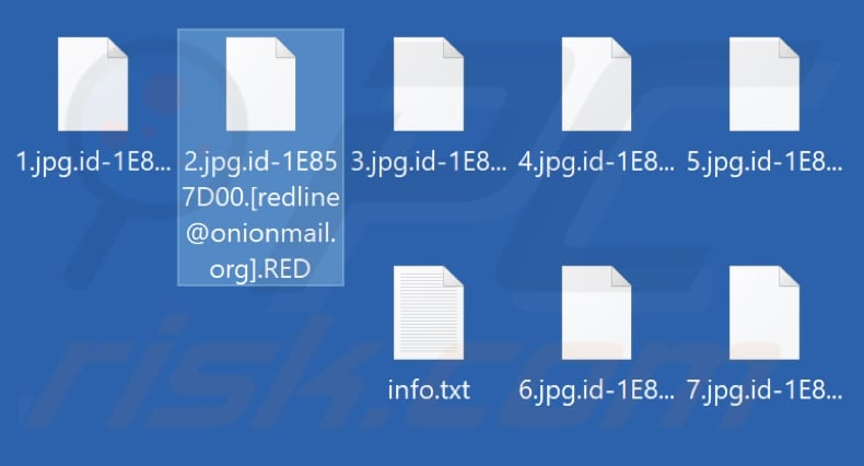 Archivos encriptados por el ransomware RED (extensión .RED)