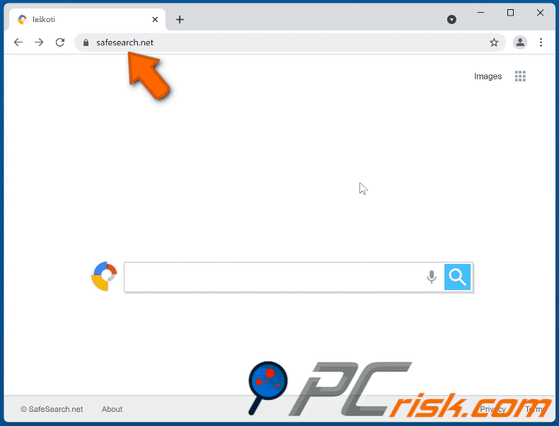 Safesearch.net redireccionando a Bing (GIF)
