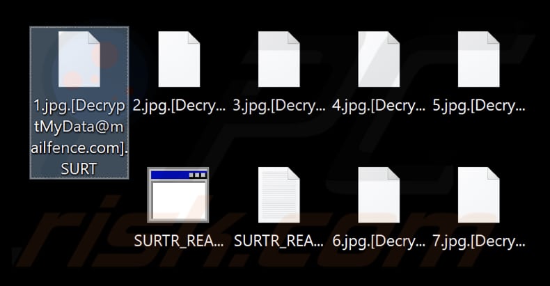 Archivos encriptados por el ransomware Surtr (extensión .SURT)