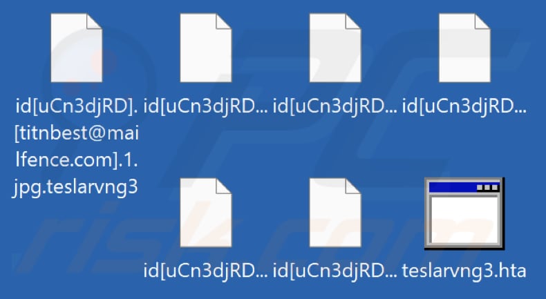 Archivos encriptados por el ransomware TeslaRVNG3 (extensión .teslarvng3)