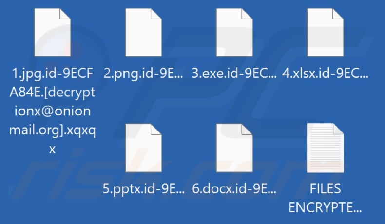 Archivos encriptados por el ransomware Xqxqx (extensión .xqxqx)