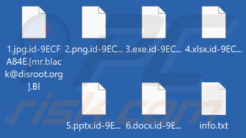 Archivos encriptados por el ransomware Bl (extensión .Bl)