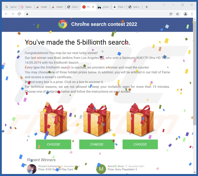 Estafa del Concurso de búsqueda de Chrome 2022