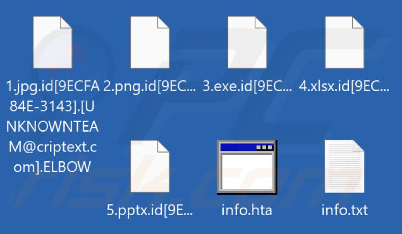 Archivos encriptados por el ransomware ELBOW (extensión .ELBOW)