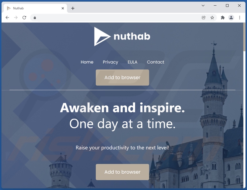 Página web utilizado para promocionar el secuestrador de navegador Nuhtab