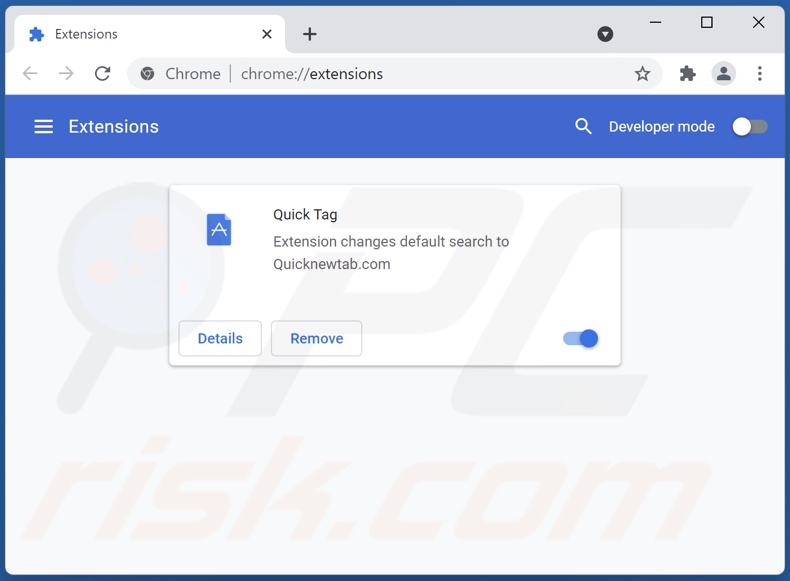 Eliminando las extensiones de Google Chrome relacionadas con quicknewtab.com
