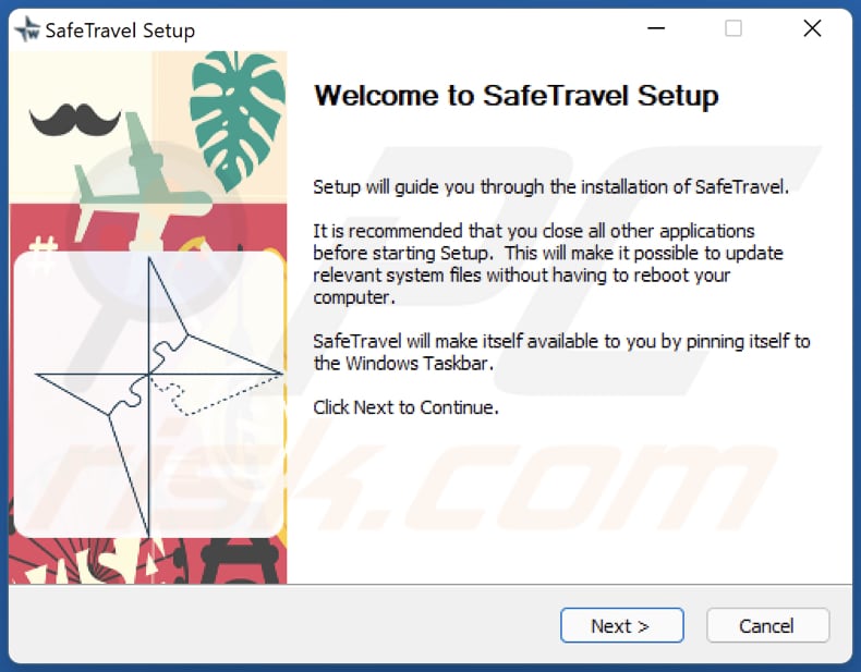 Instalador del adware SafeTravel