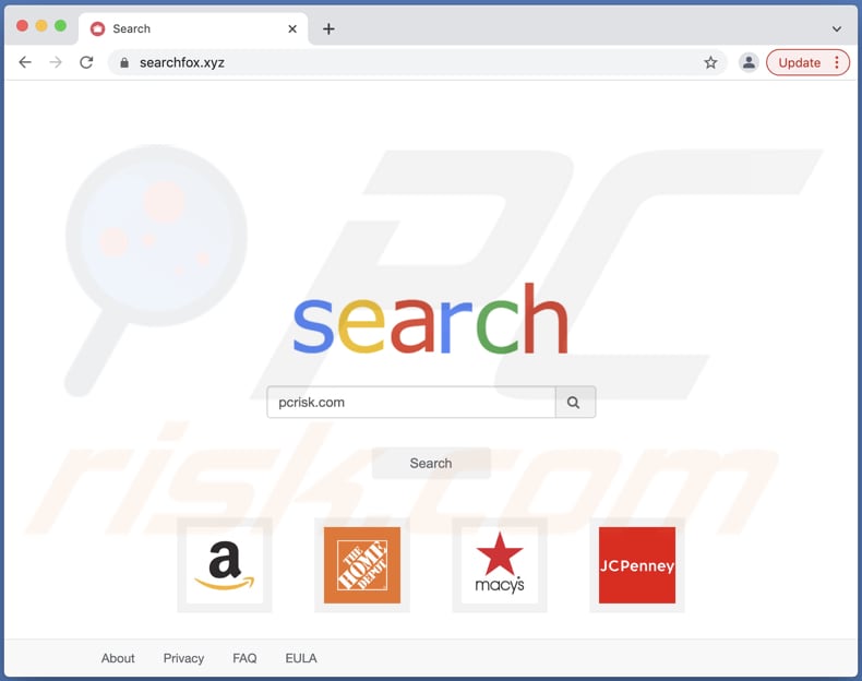 Secuestrador de navegadores searchfox.xyz en una computadora Mac