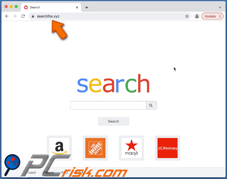 Searchfox.xyz redirecciona a google.com