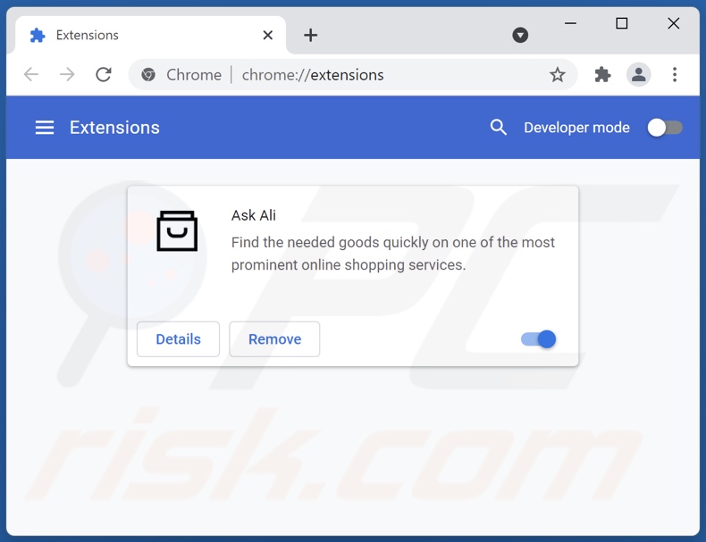 Eliminando los anuncios de Ask Ali de Google Chrome paso 2
