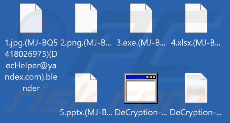 Archivos encriptados por el ransomware Blender (extensión .blender)