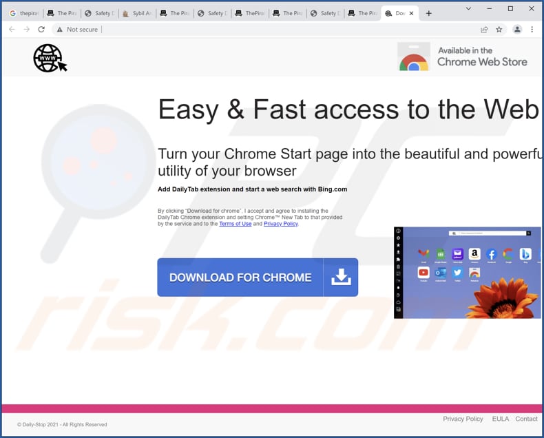 Página web utilizada para promocionar el secuestrador de navegador 