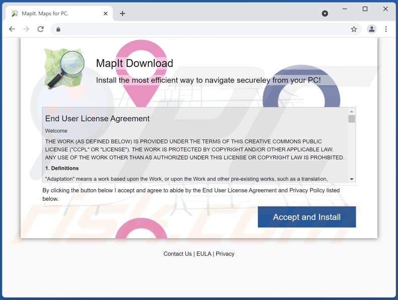 Página de descarga del adware MapIt