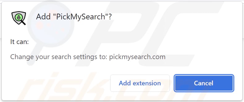 Notificación del navegador del secuestrador de navegador PickMySearch