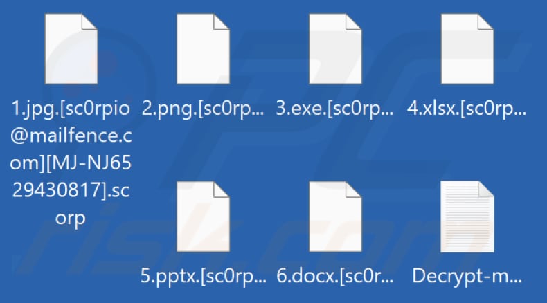 Archivos encriptados por el ransomware Scorp (extensión .Scorp)