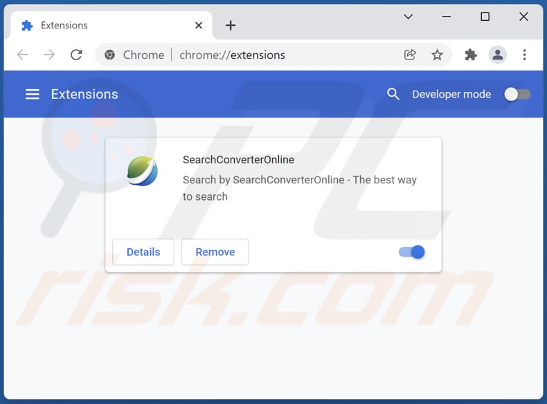 Eliminando las extensiones de Google Chrome relacionadas con searchconverteronline.com