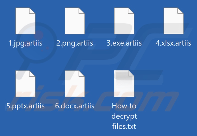 Archivos encriptados por el ransomware TargetCompany (extensión .artiis)