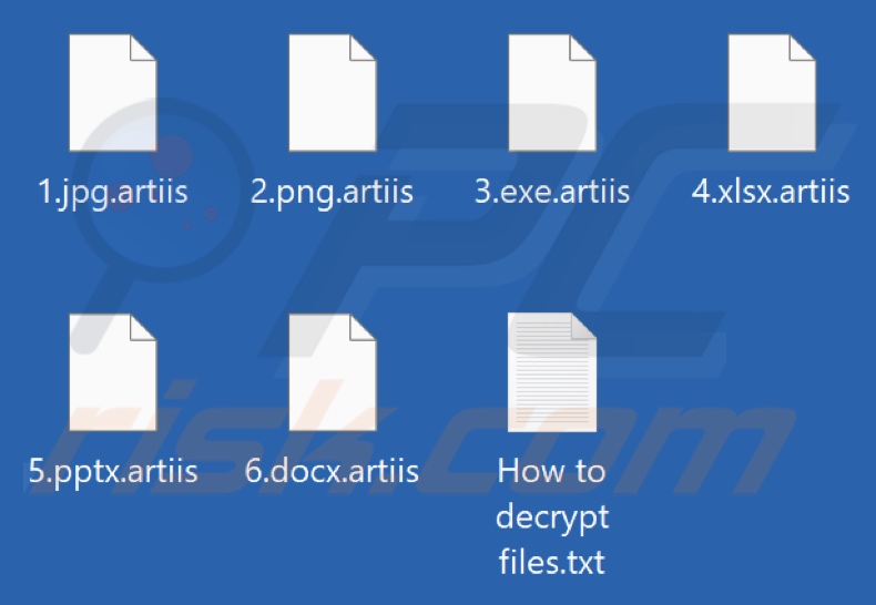 Archivos encriptados por el ransomware TargetCompany (extensión .artiis)
