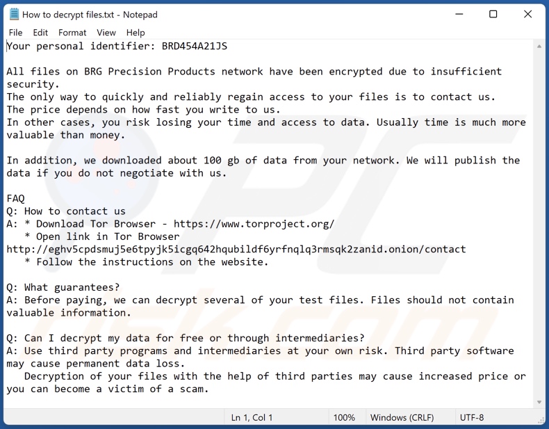 Nota de rescate del ransomware TargetCompany (brg) (How to decrypt files.txt)