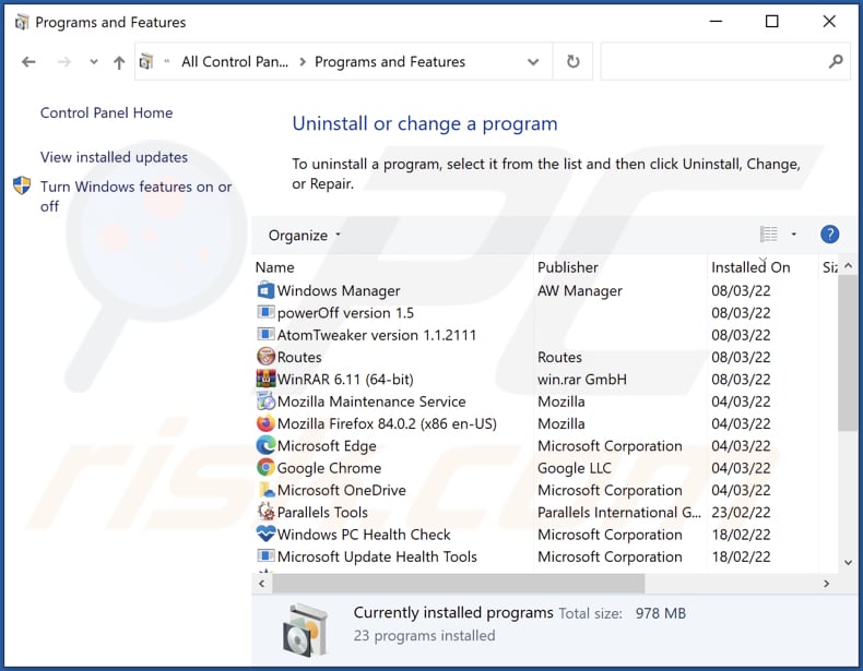 Desinstalar el adware Best Cleaner a través del Panel de Control