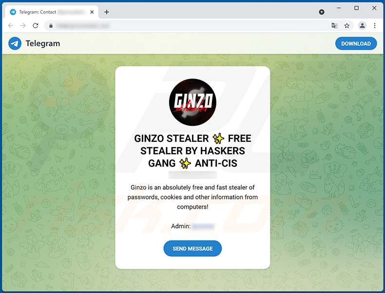 Ladrón de Ginzo promocionado en Telegram