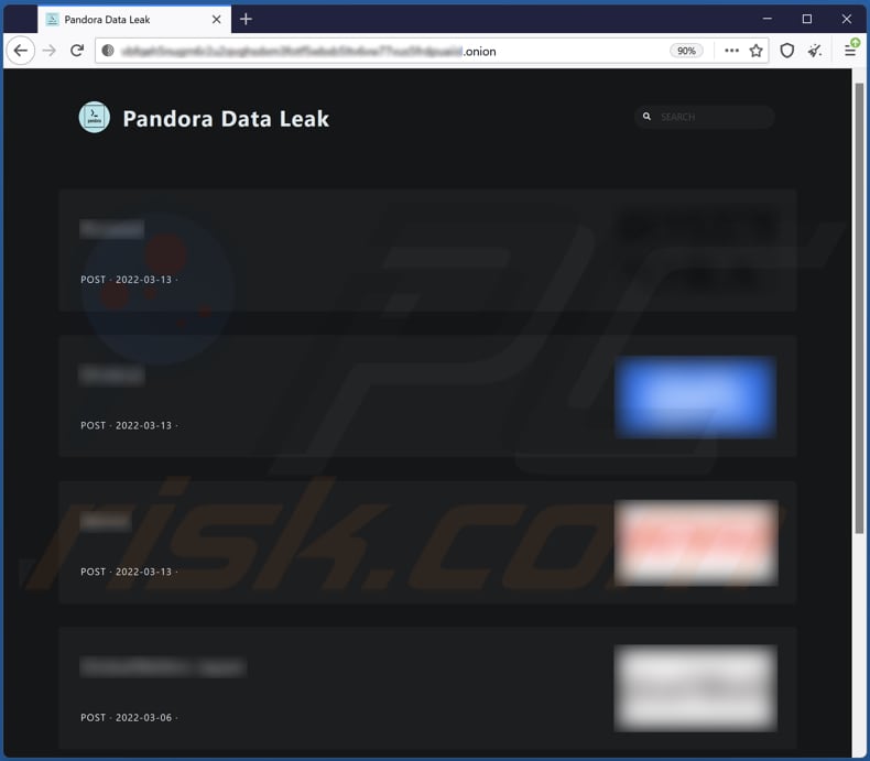 Sitio de fuga de datos del ransomware Pandora