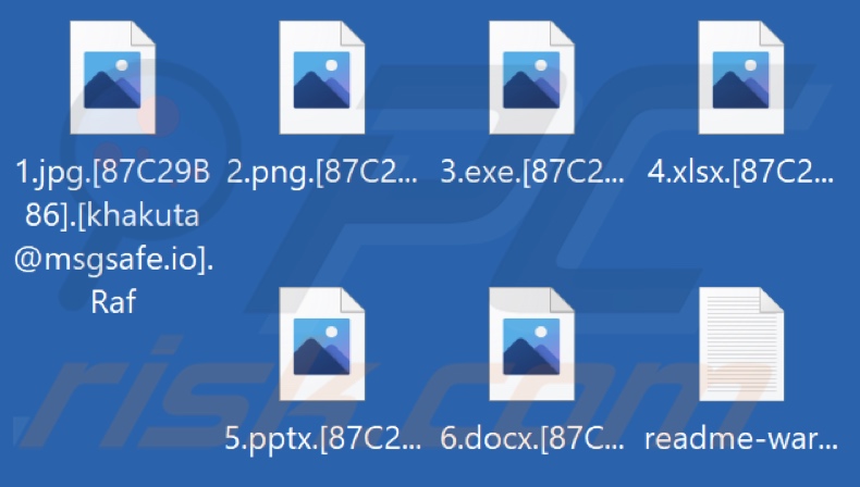 Archivos encriptados por el ransomware Raf (extensión .Raf)