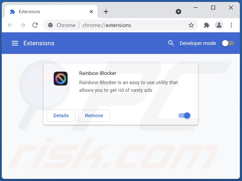 Eliminando los anuncios de Rainbow Blocker de Google Chrome paso 2