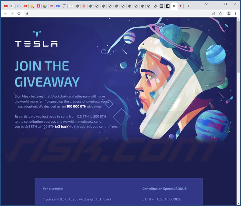 tesla giveaway scam 100k eth fake giveaway