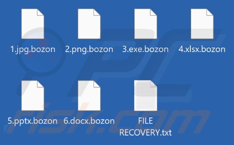 Archivos encriptados por el ransomware Bozon (extensión .bozon)