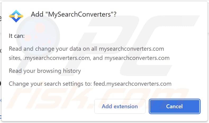 Notificación del navegador del secuestrador de navegador MySearchConverters