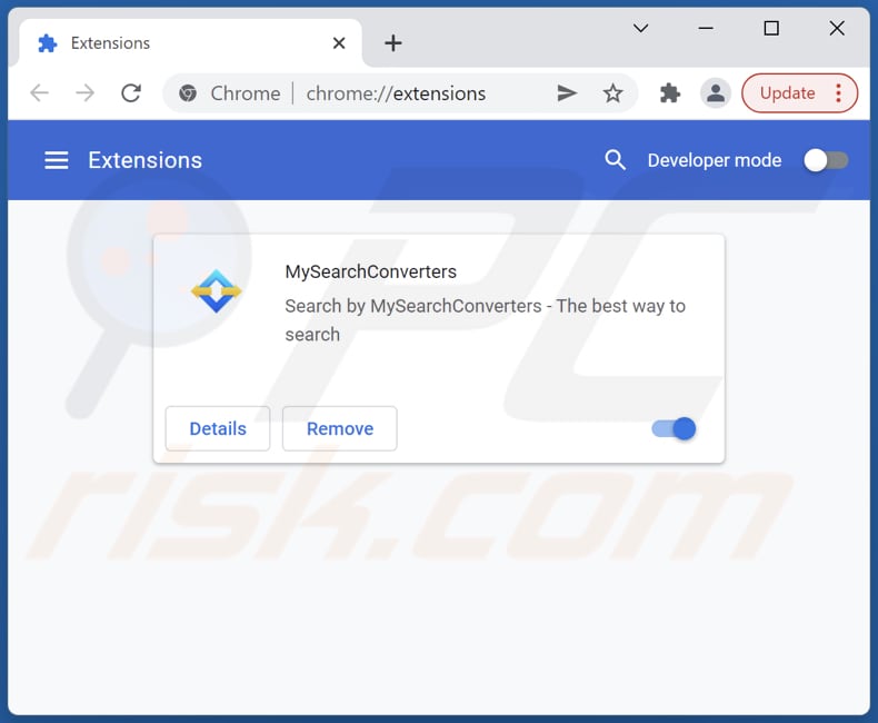 Eliminando las extensiones de Google Chrome relacionadas con mysearchconverters.com