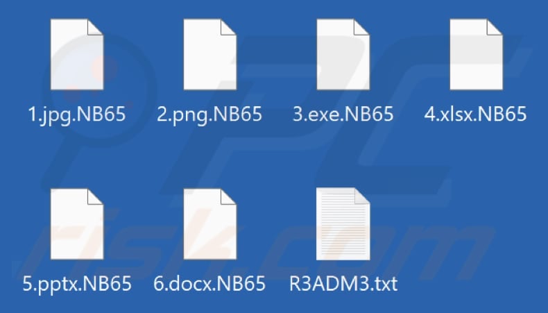 Archivos encriptados por el ransomware NB65 (extensión .NB65)