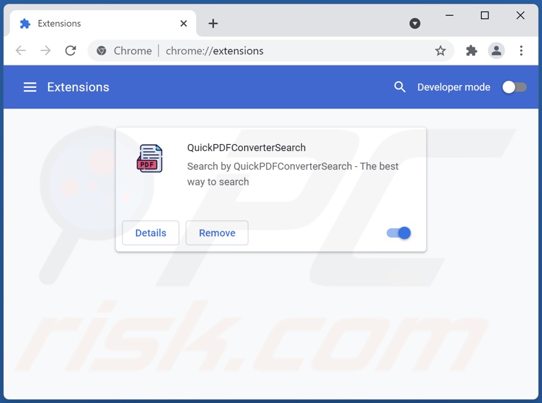 Eliminando las extensiones de Google Chrome relacionadas con quickpdfconvertersearch.com