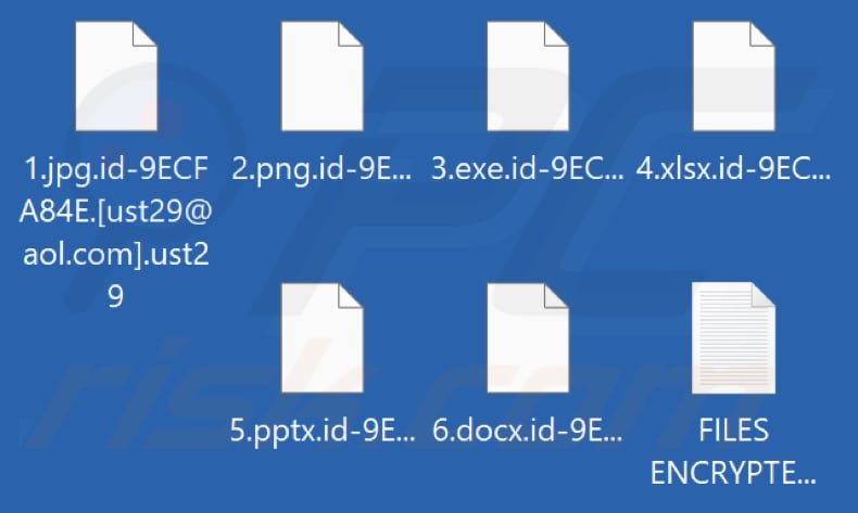 Archivos encriptados por el ransomware Ust29 (extensión .ust29)