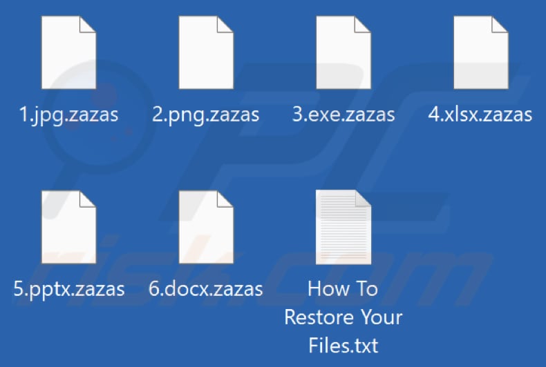 Archivos encriptados por el ransomware Zazas (extensión .zazas)