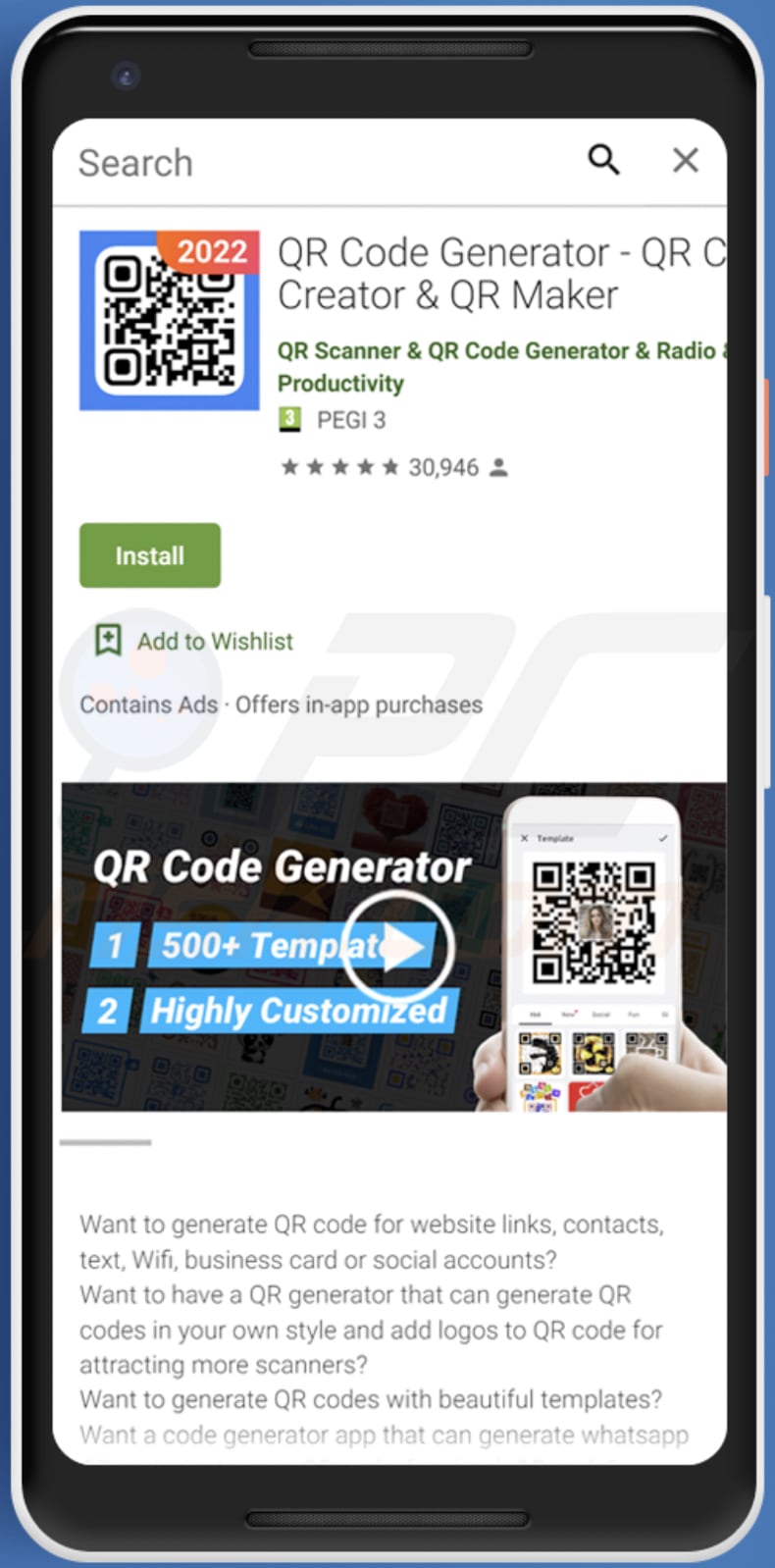 Troyano Anatsa disfrazado de QR Code Generator - QR Code Creator & QR Maker