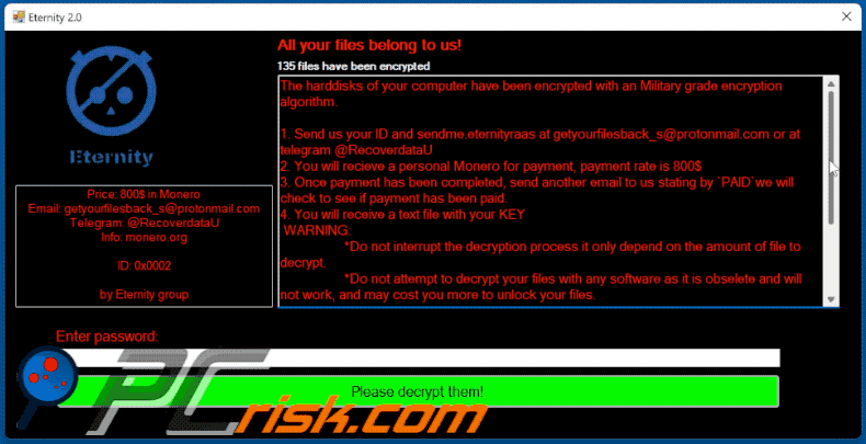 Aspecto de la nota de rescate del ransomware Eternity (GIF)