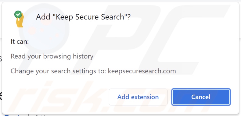 El secuestrador de navegadores Keep Secure Search pidiendo permisos