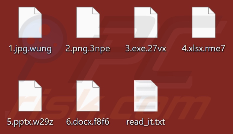 Archivos encriptados por el ransomware Yashma (extensión que consta de cuatro caracteres aleatorios)
