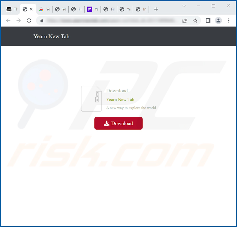 Sitio web utilizado para promocionar el secuestrador del navegador Yearn New Tab