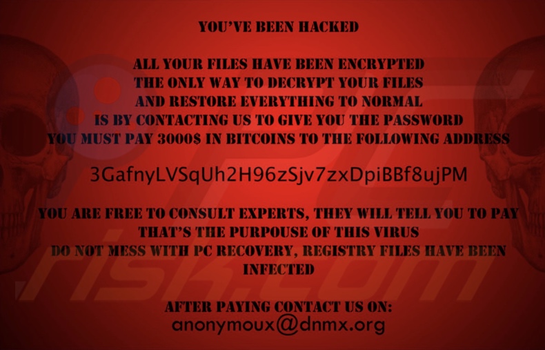 Fondo de pantalla de otra variante del ransomware Dark Web Hacker