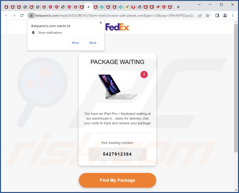 Estafa de PAQUETE EN ESPERA de FedEx