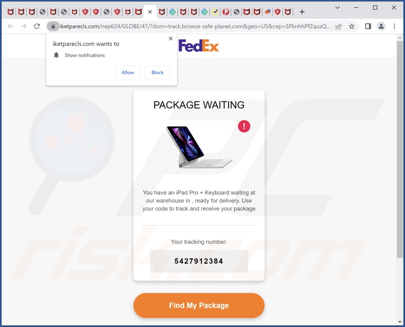 Estafa de PAQUETE EN ESPERA de FedEx