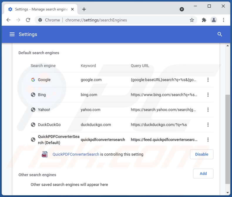 Eliminar el motor de búsqueda falso del motor de búsqueda predeterminado de Google Chrome