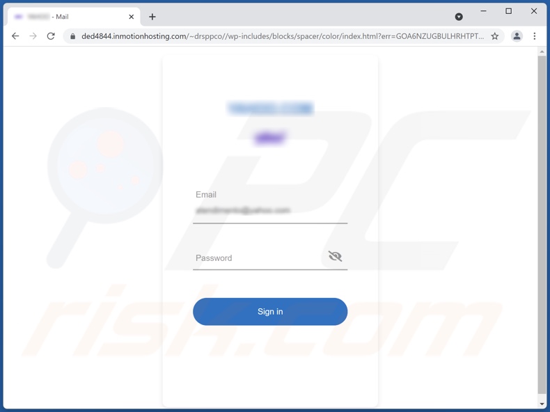 El sitio de phishing promovido por la campaña de spam